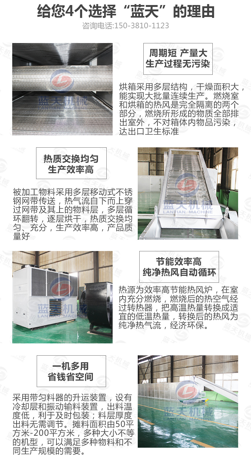 山藥片網(wǎng)帶式烘干機選擇藍天